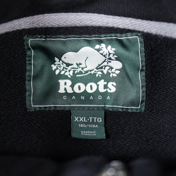 Roots Canada Jacket Mens 2XL Black Full Zip Mock Neck Cotton Moto Casual - Picture 8 of 9